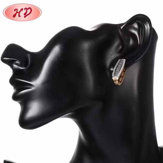 Pendientes Huggie de circonia cúbica con forma de aro para mujer, joyería de aleación de plata y oro de 18 quilates, con cristal