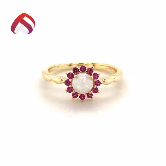 Moda Ins diseño minimalista Simple compromiso ópalo Plata de Ley 925 joyería al por mayor conjunto de pareja de boda anillo de joyería