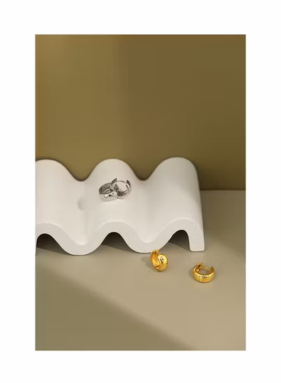 Plata de Ley 925 Simple grande redondo Punk oro