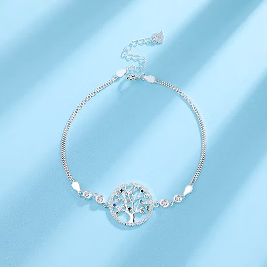 Forme a pulsera colorida del árbol de la plata esterlina 925 con la CZ clara en el chapado de plata para la venta al por mayor