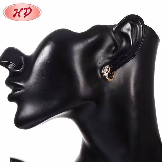 La moda diseña los pendientes plateados oro CZ del descenso de la plata del pendiente del aro de la aleación 18K
