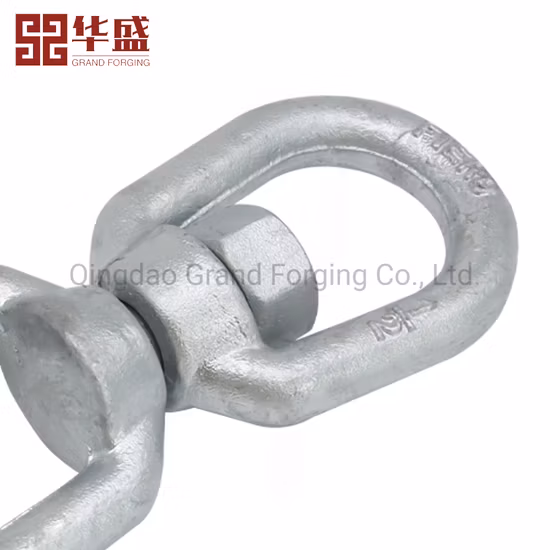 Fábrica de forja de Qingdao galvanizado en caliente de alta calidad G402 tipo EE. UU./acero al carbono/aleación de conexión de aparejo anillo giratorio caída anillo giratorio de forja en caliente Anillo de eslinga
