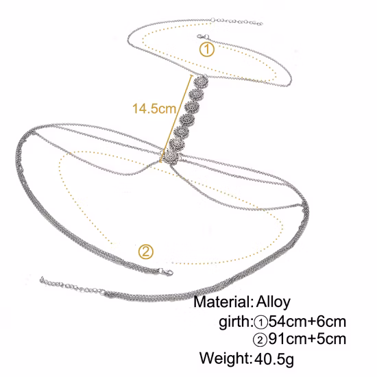 Cadena trasera del collar de la cadena del cuerpo del disco tallado simple de la moda retro