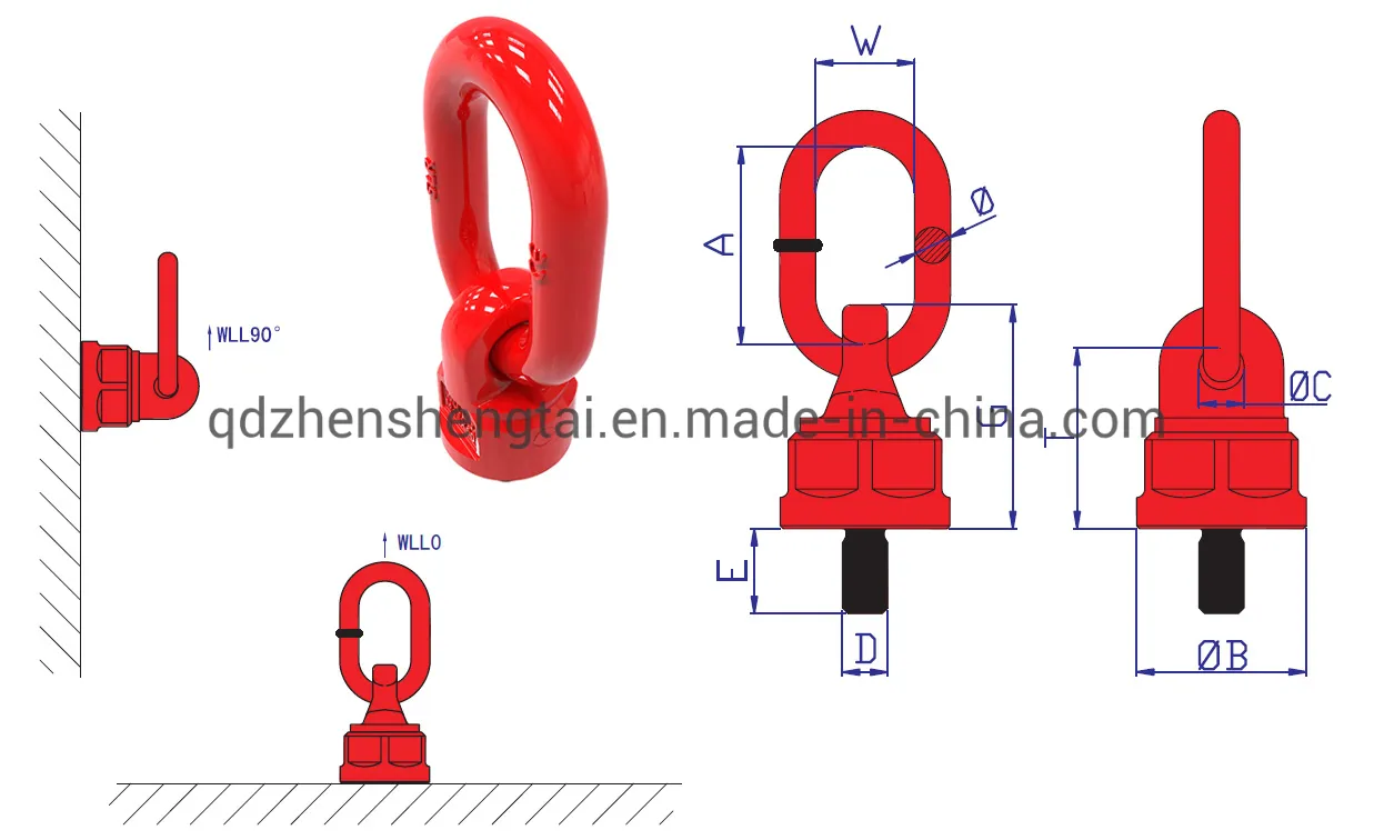 Anillo de elevación giratorio de alta resistencia de acero de aleación forjado con ojo